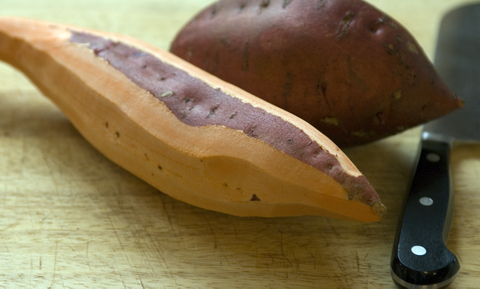 Garnet yams. Note the red skin and orange flesh.